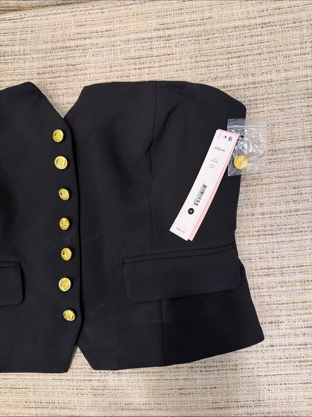 Aqua Black Strapless Corset Top with Gold Buttons Brand New Size Medium - Picture 11 of 14